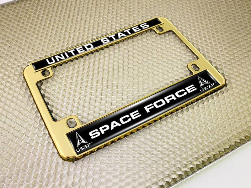 U.S. Space Force - Motorcycle Metal License Plate Frame (BW)